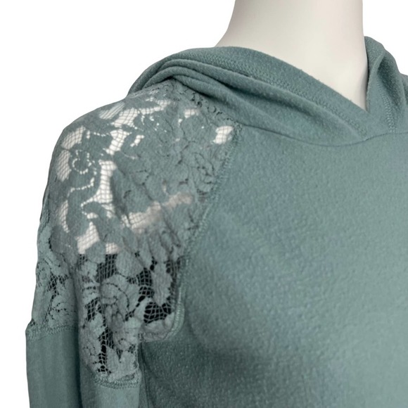 Charming Charlie Lace Shoulder Pullover Hoodie S - Picture 2 of 4